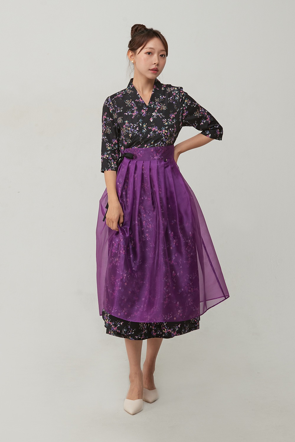 Yeomi Double Layer Cheollik Dress [Purple]
