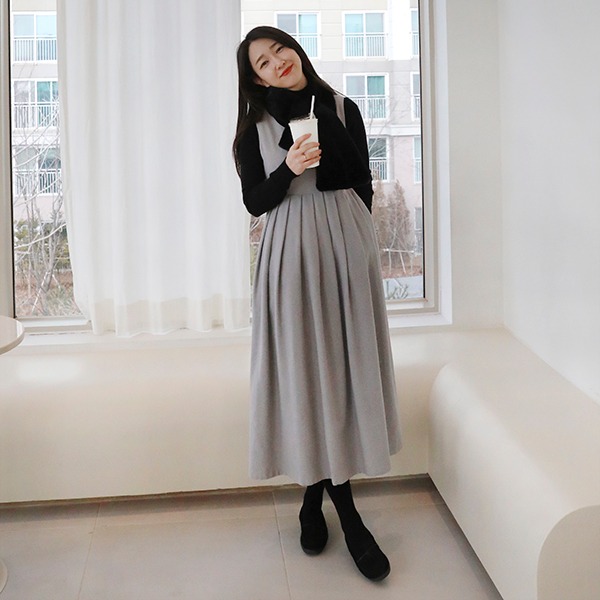 Brushed cotton dress [Silver Grey]