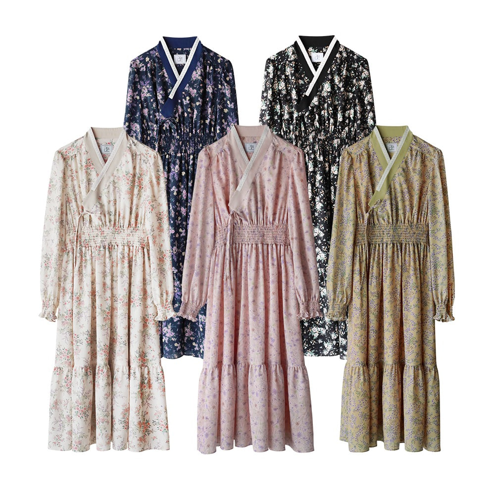 Ylang Long Sleeve Hanbok Dress [5 Pieces]