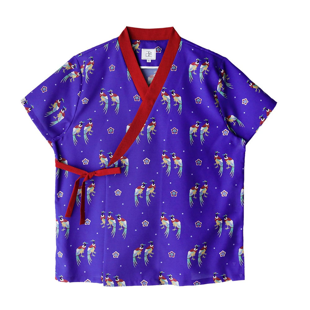 JEOK-UI double pheasant short-sleeved shirt jeogori [blue]