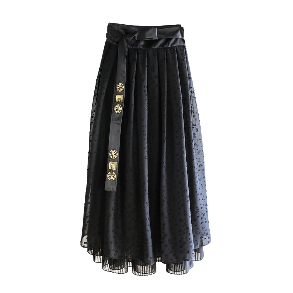Luck Happy Waist Skirt Maxi 2 [Black]
