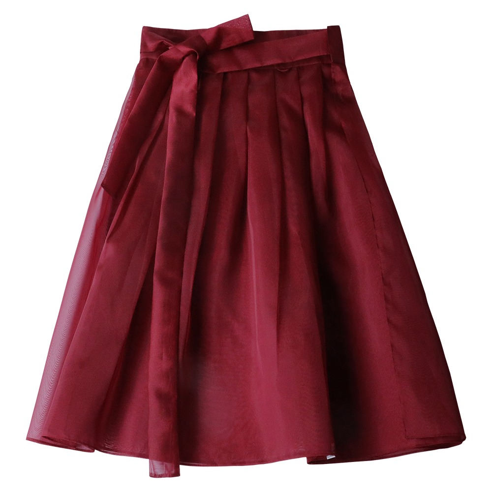 See-through Wrap Skirt [Wine]