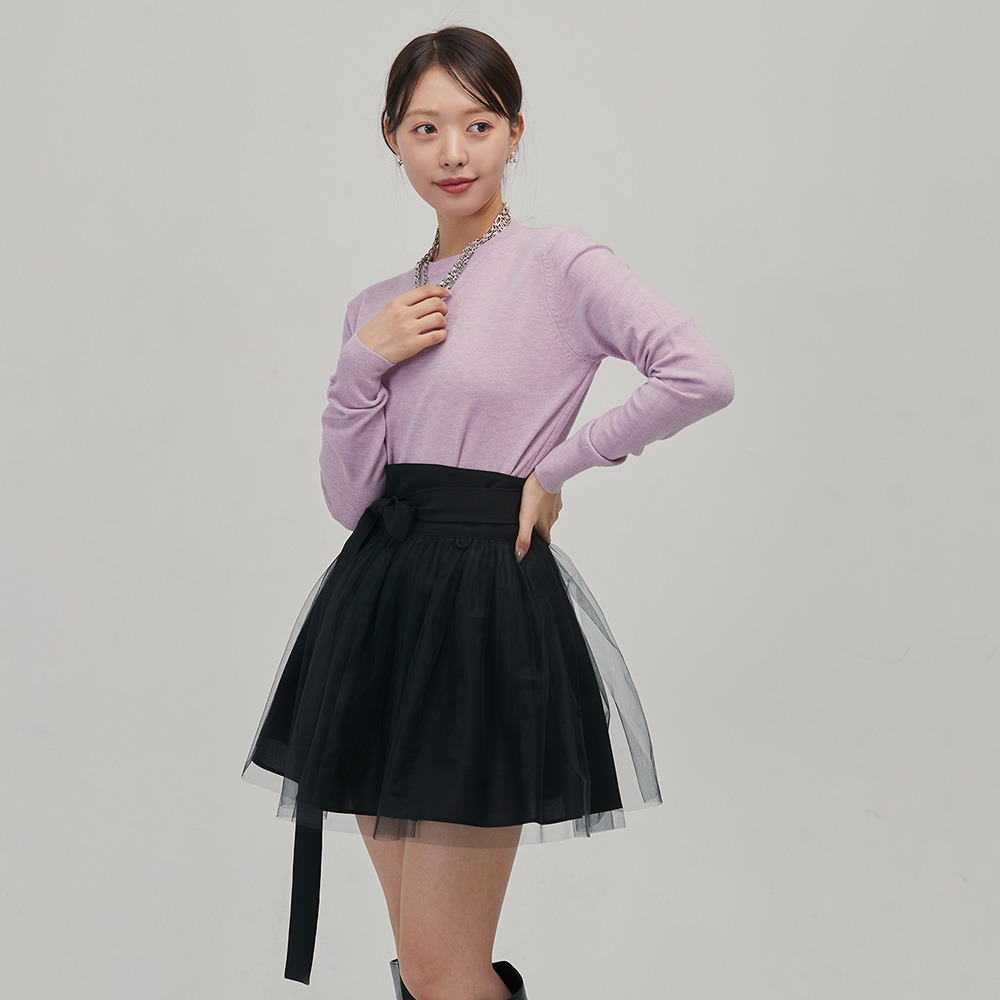 Mini Tulle Short Wrap Skirt [Black]