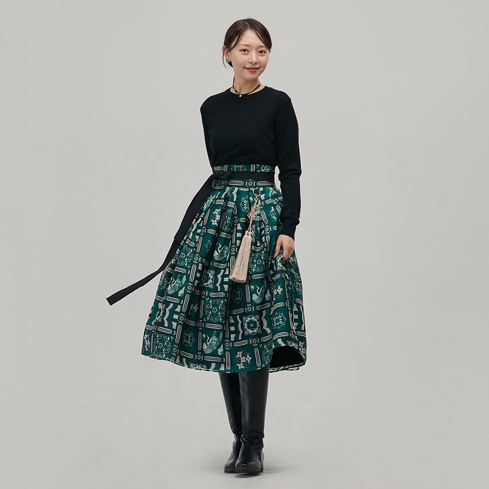 Dancheong Wrap Skirt [Green]
