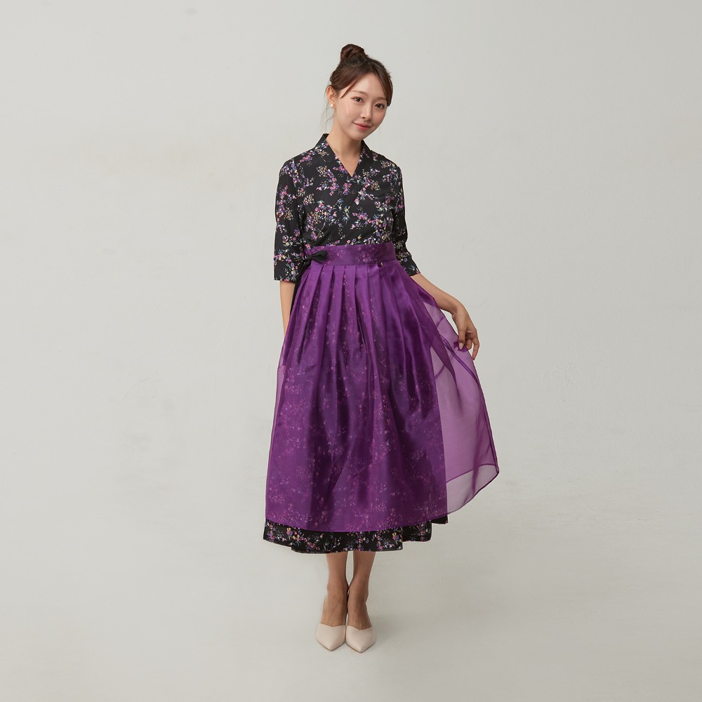 Yeomi Double Layer Chulick Dress [Purple]