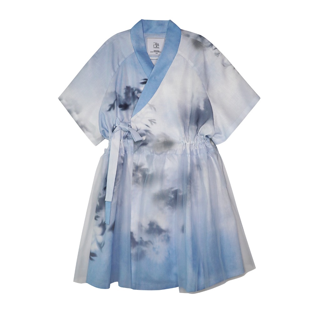 Goryeo Celadon Shirring Dress [Sky blue] Pre-order