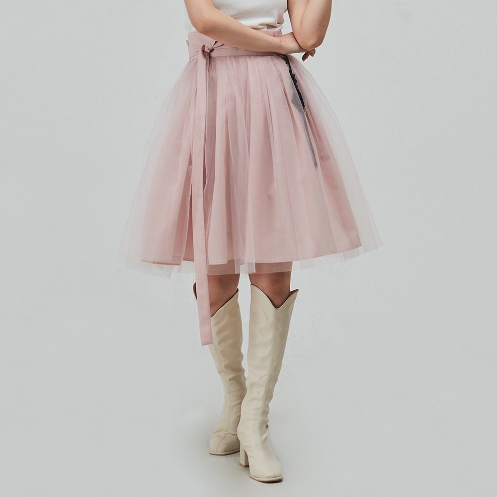 [LeeslenMina]Tulle Short Skirt set [Pink]