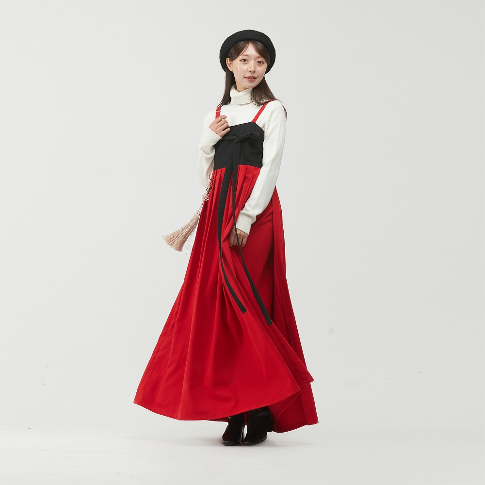 3WAY Soft Hem Skirt [Red]
