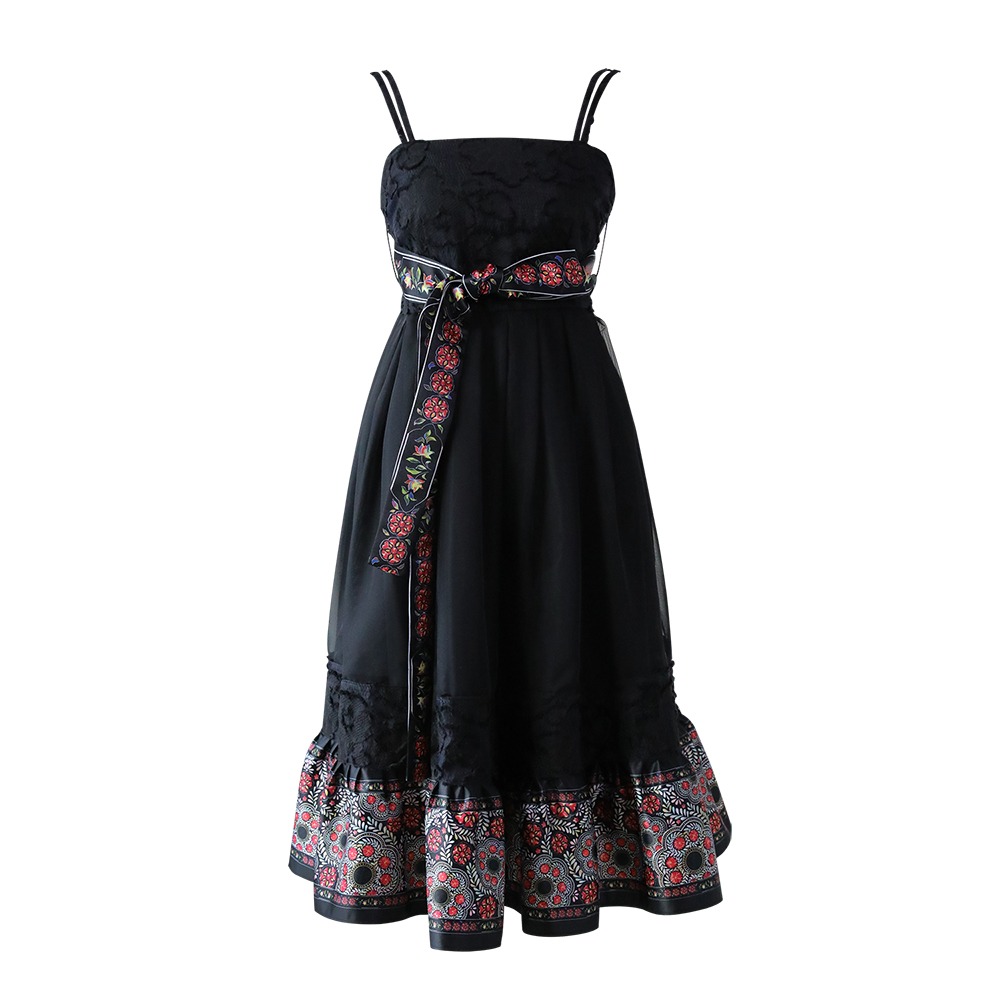 Goryeo lacquerware Eum Hanbok Dress Mini [Black]
