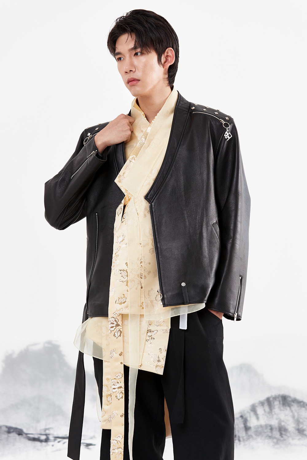 [LEESLE X KARD] Lambskin Hanbok Rider Leather Jacket