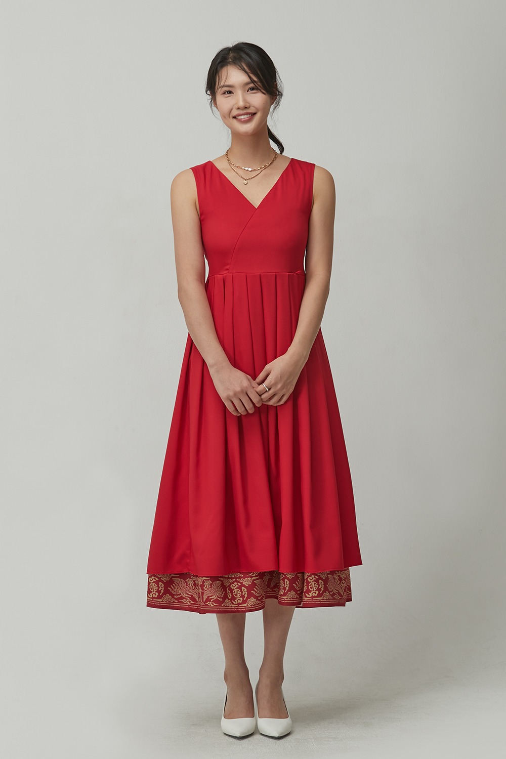 Royal GoldFoil Sran Dress [Red]