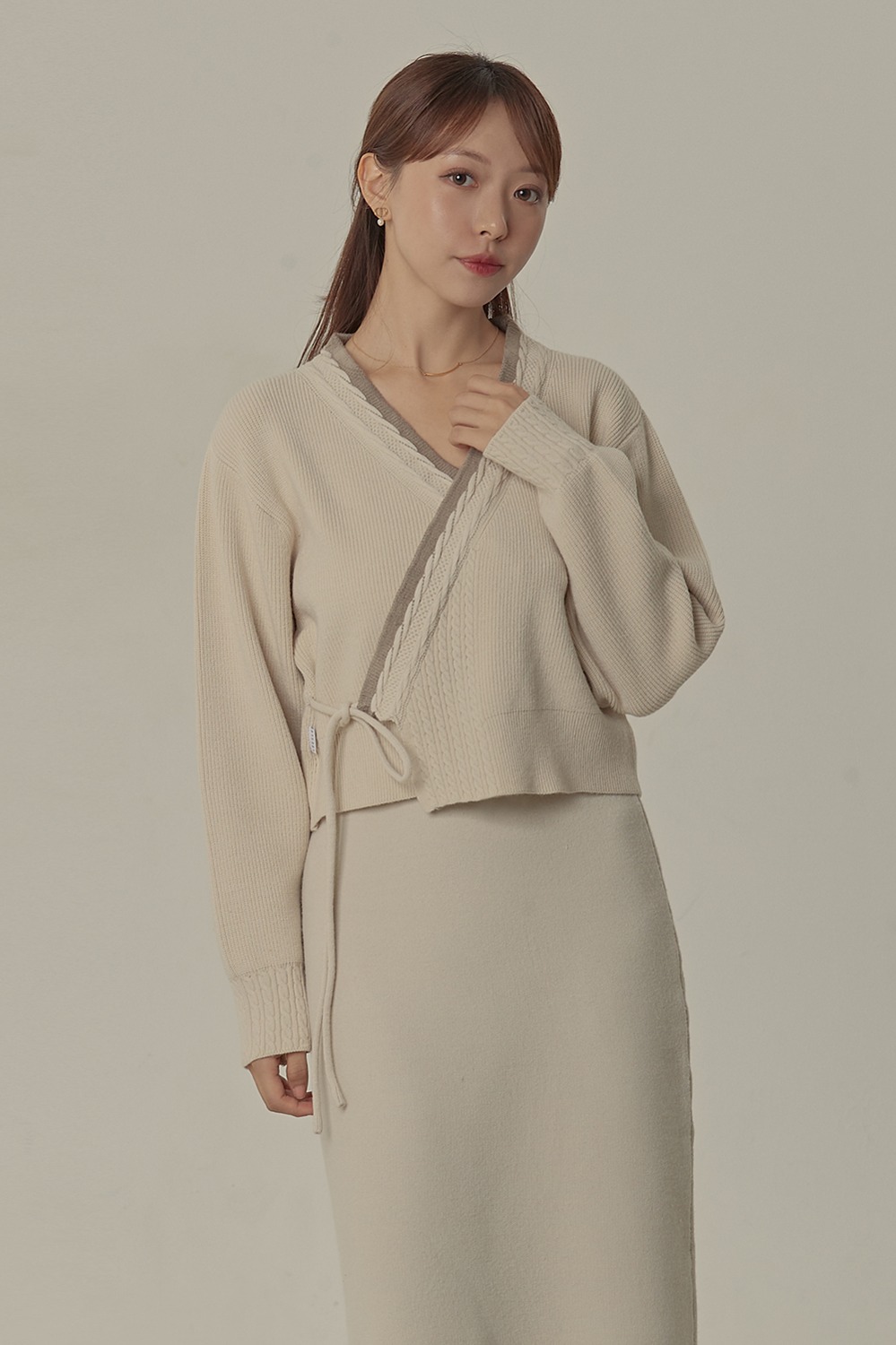 Soft Hanbok Cardigan [Crop/Beige]