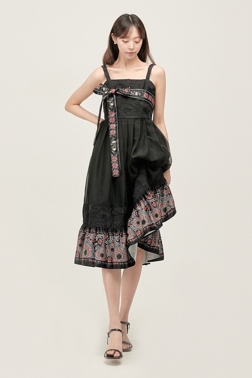 Goryeo lacquerware Eum Hanbok Dress Mini [Black]