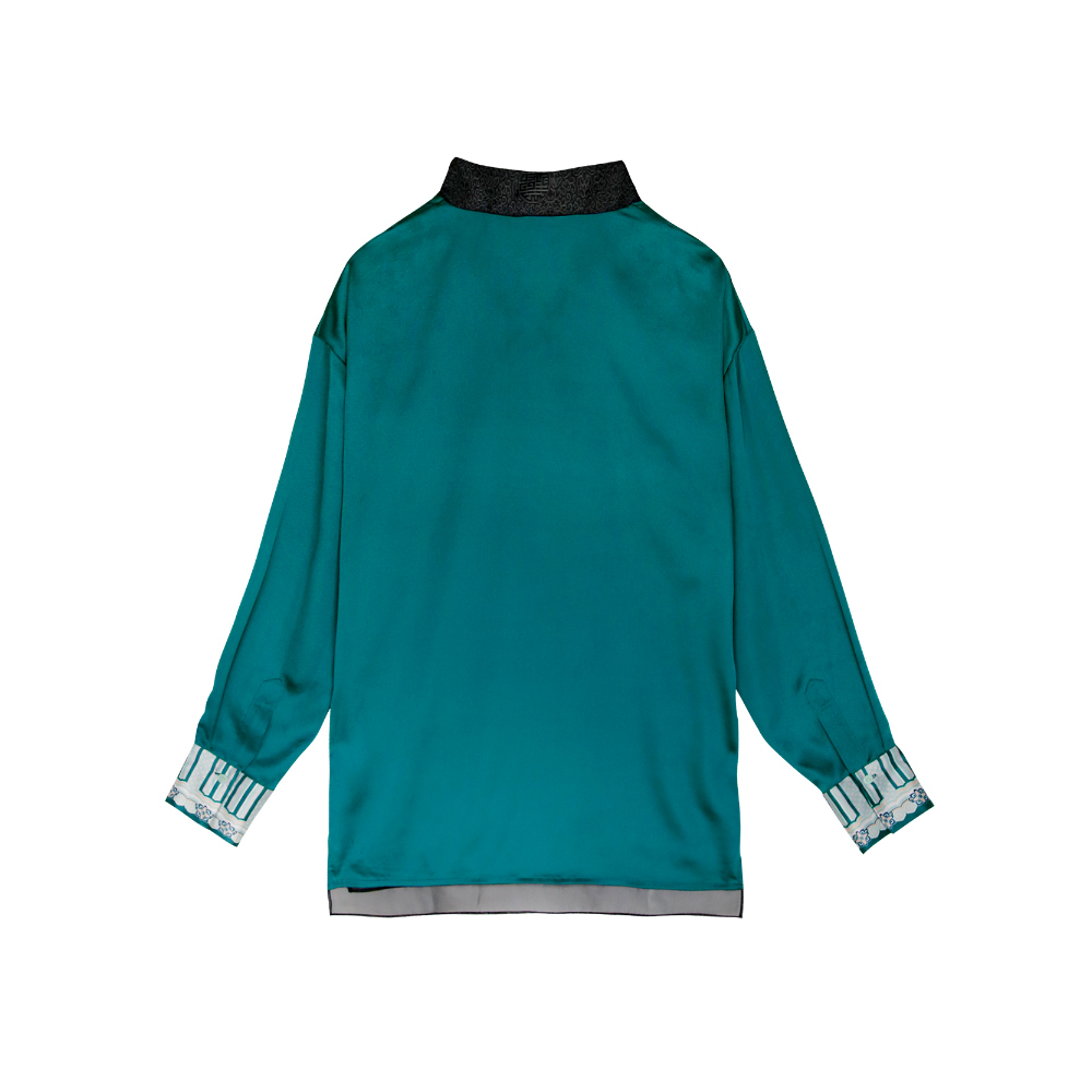 long sleeved tee blue green color image-S17L2