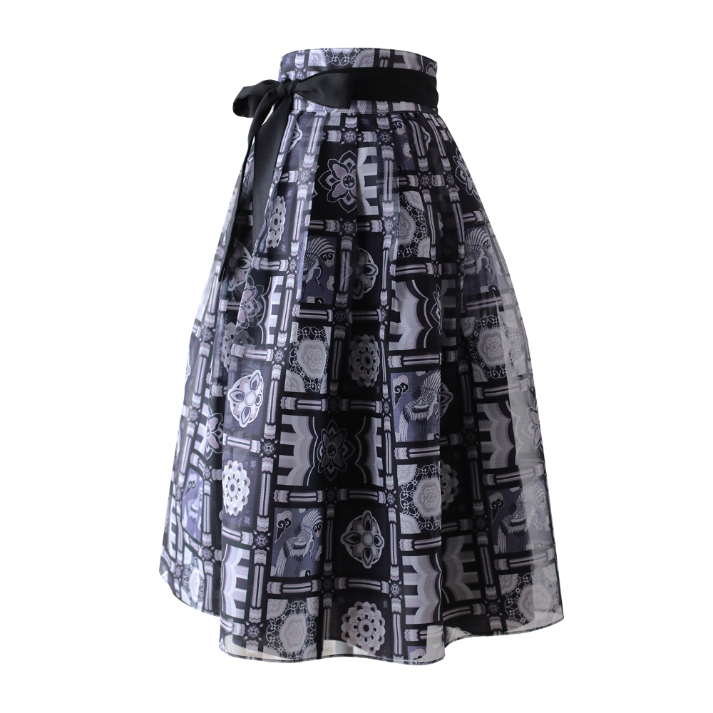 long skirt charcoal color image-S18L15