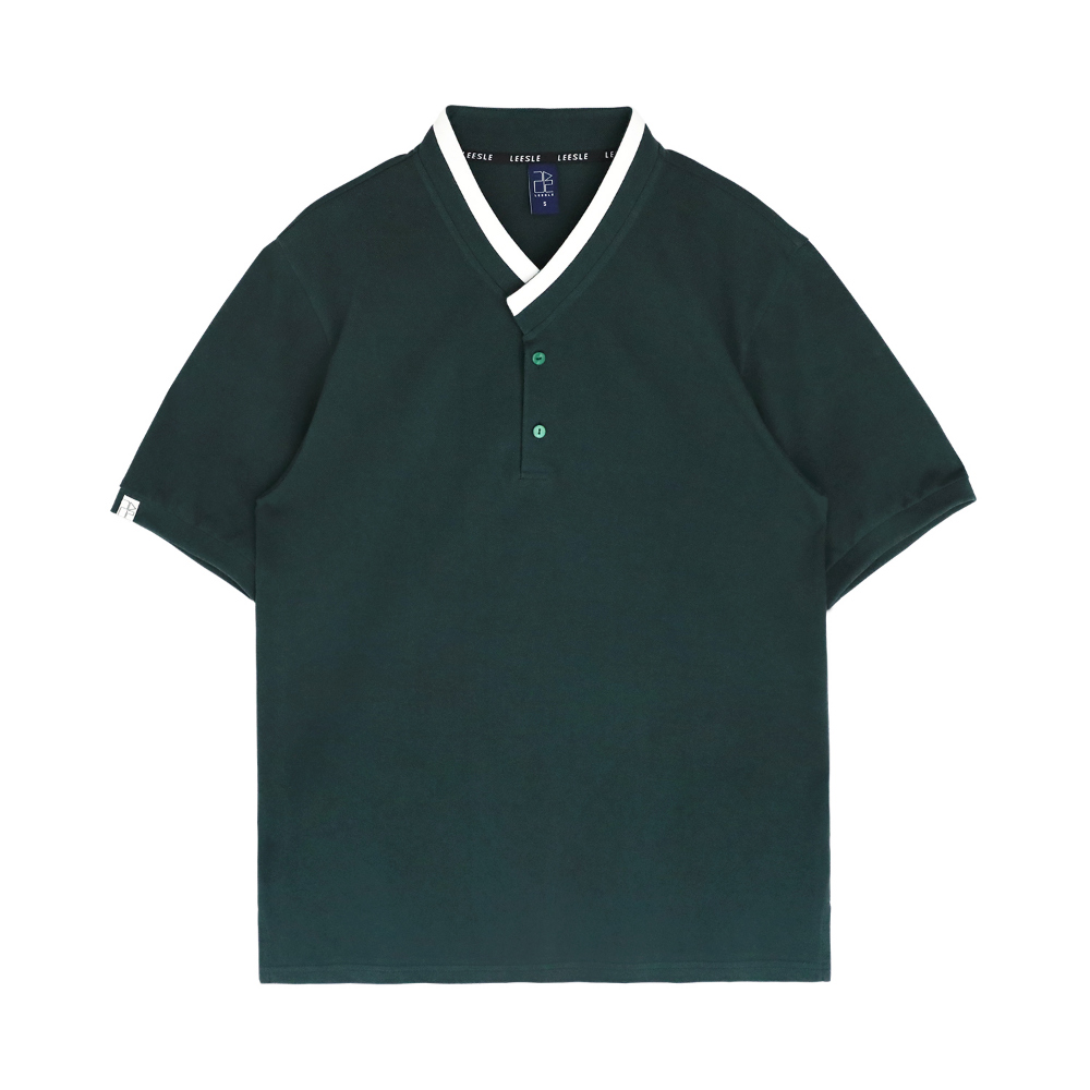 short sleeved tee dark green color image-S1L2